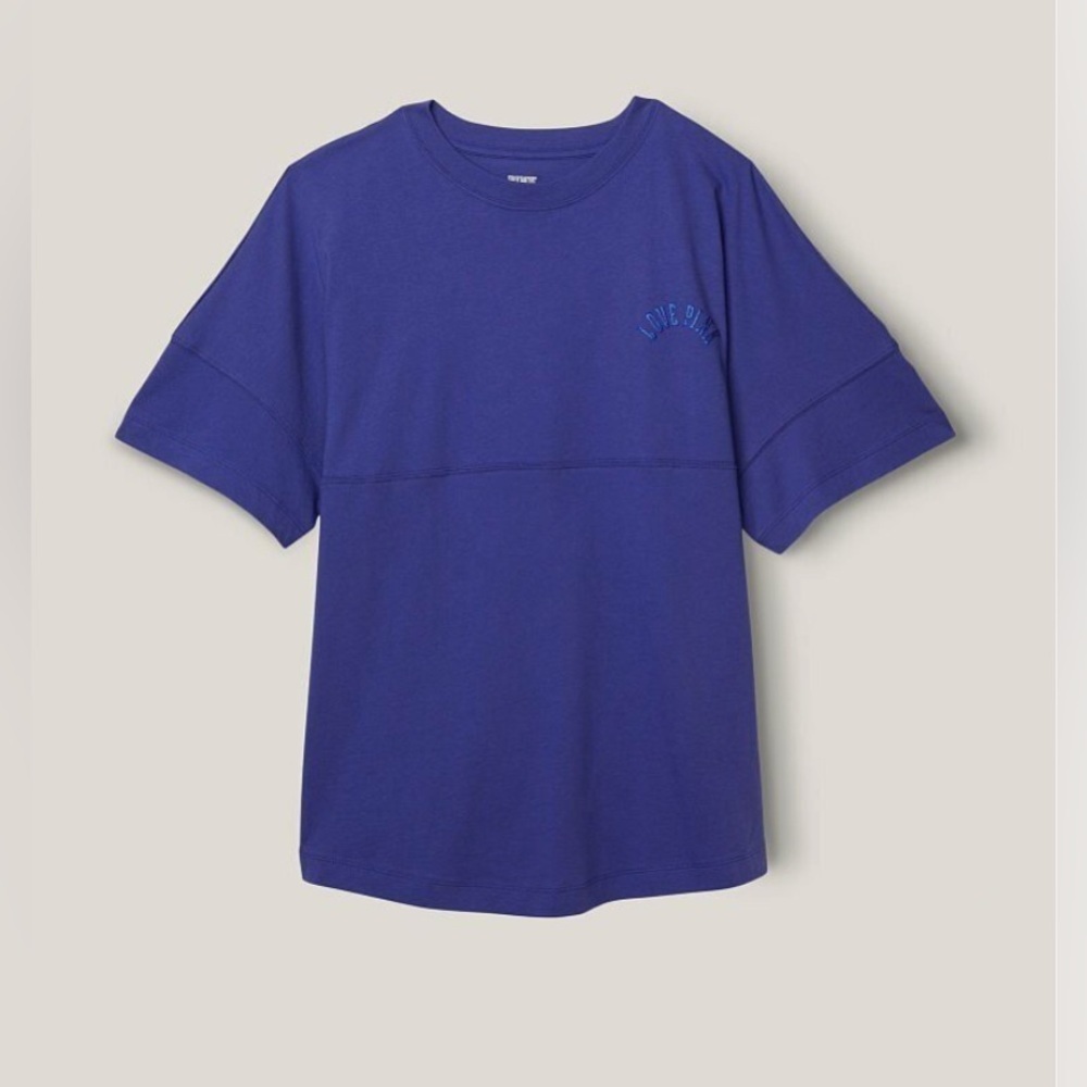 Victoria's Secret Pink Varsity Short Sleeve Crew Tee Vibrant Blue